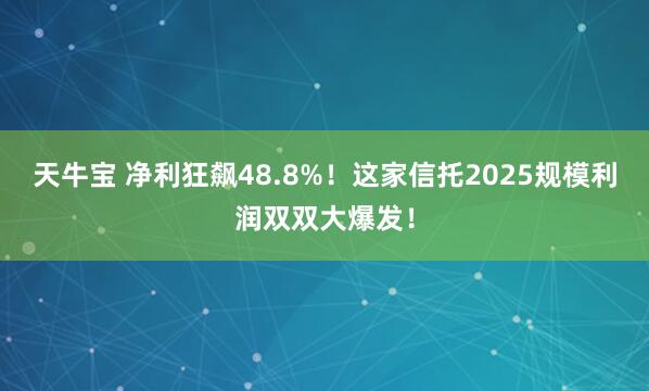 天牛宝 净利狂飙48.8%！这家信托2025规模利润双双大爆发！